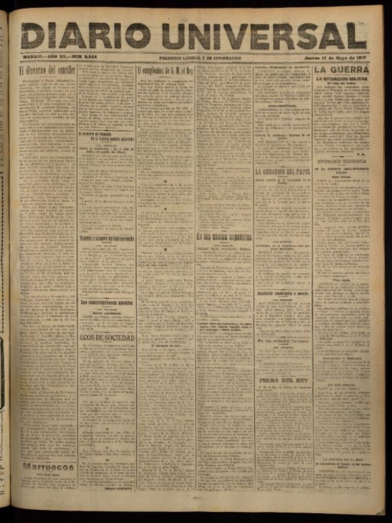 Miniatura de Diario Universal del 17 de mayo de 1917