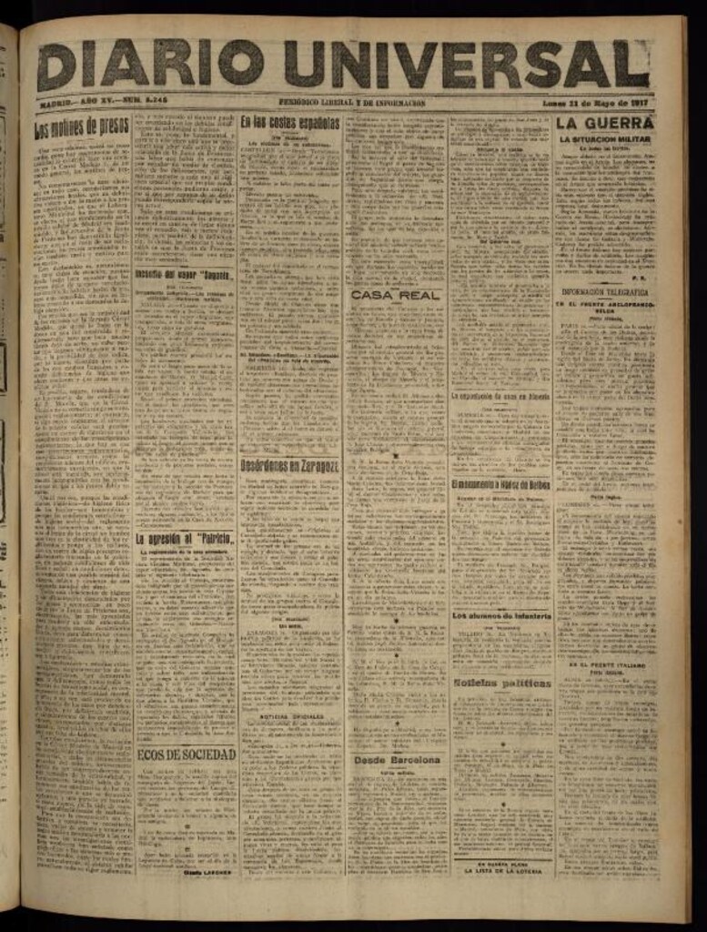 Miniatura de Diario Universal del 21 de mayo de 1917