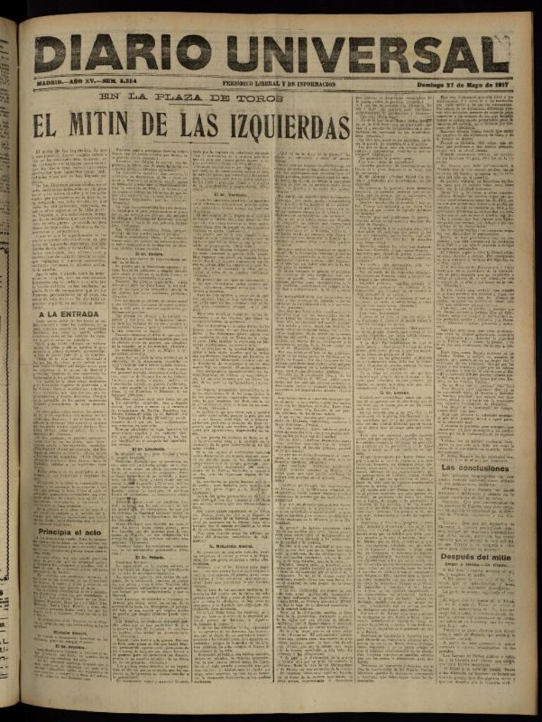 Miniatura de Diario Universal del 27 de mayo de 1917