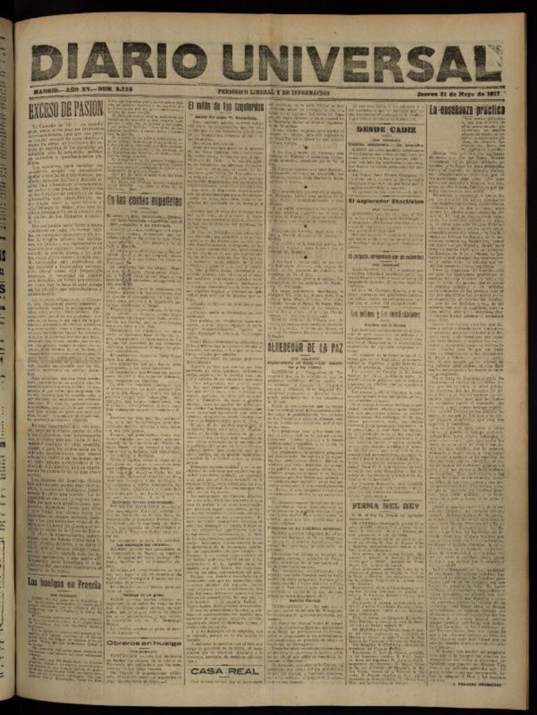 Miniatura de Diario Universal del 31 de mayo de 1917