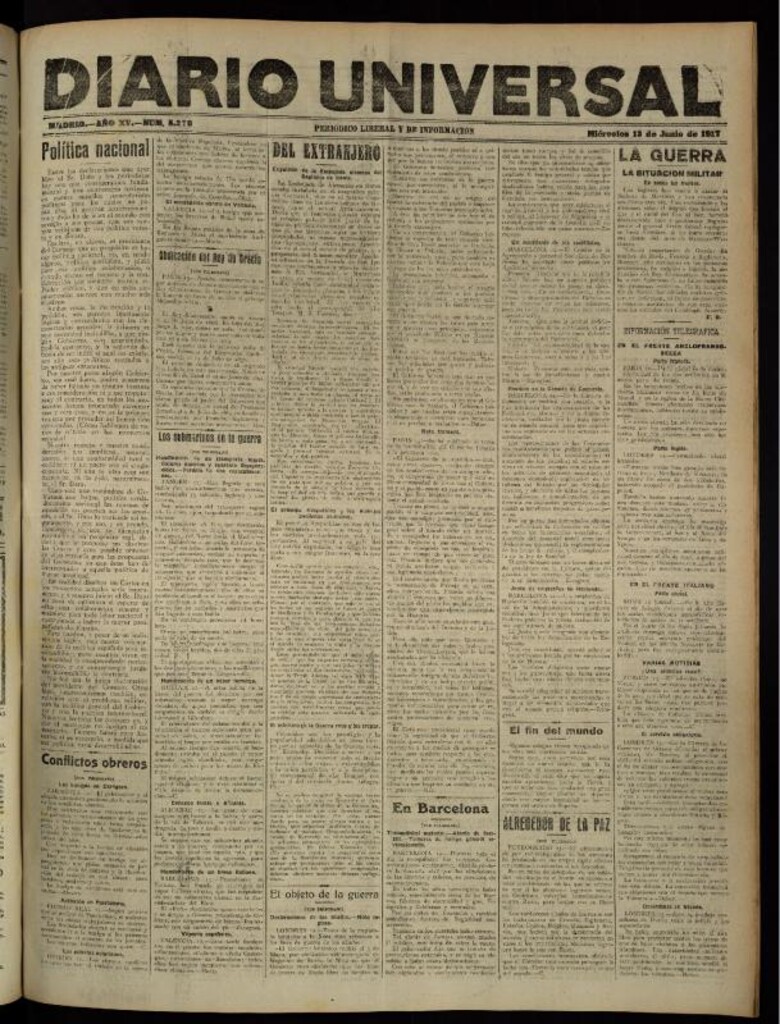 Miniatura de Diario Universal del 13 de junio de 1917