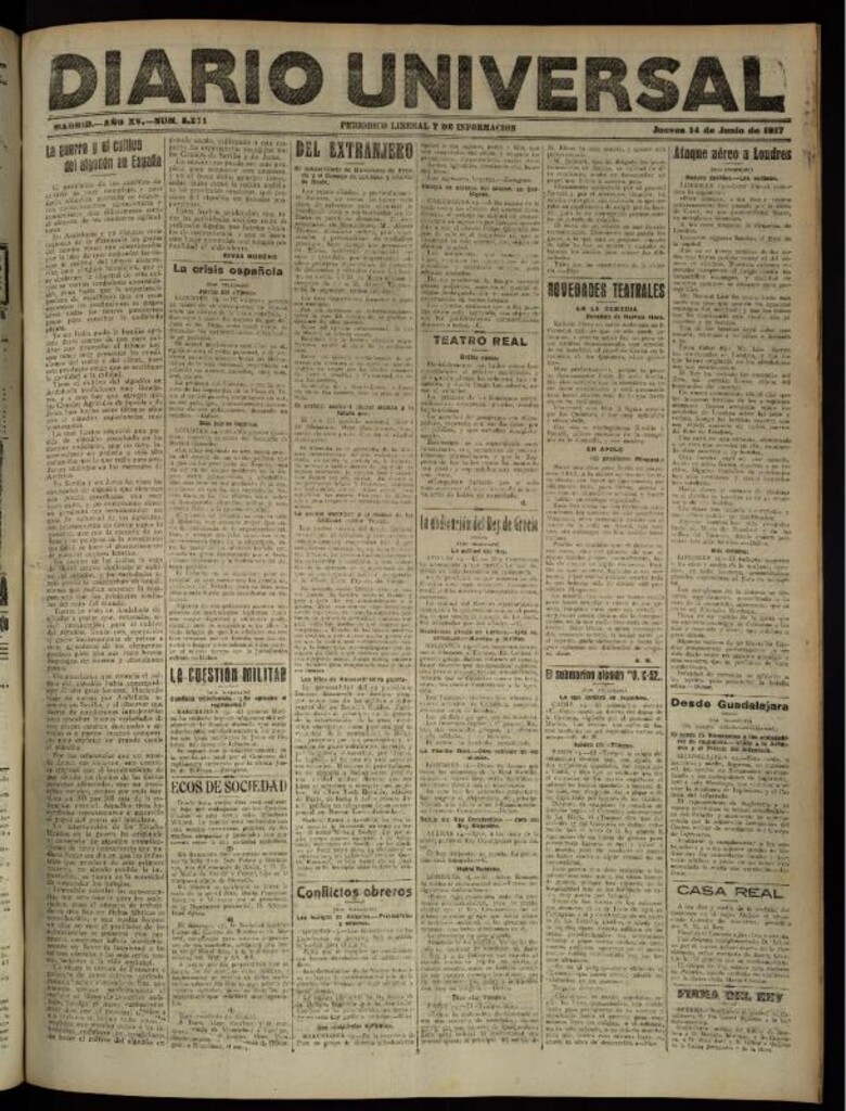Miniatura de Diario Universal del 14 de junio de 1917