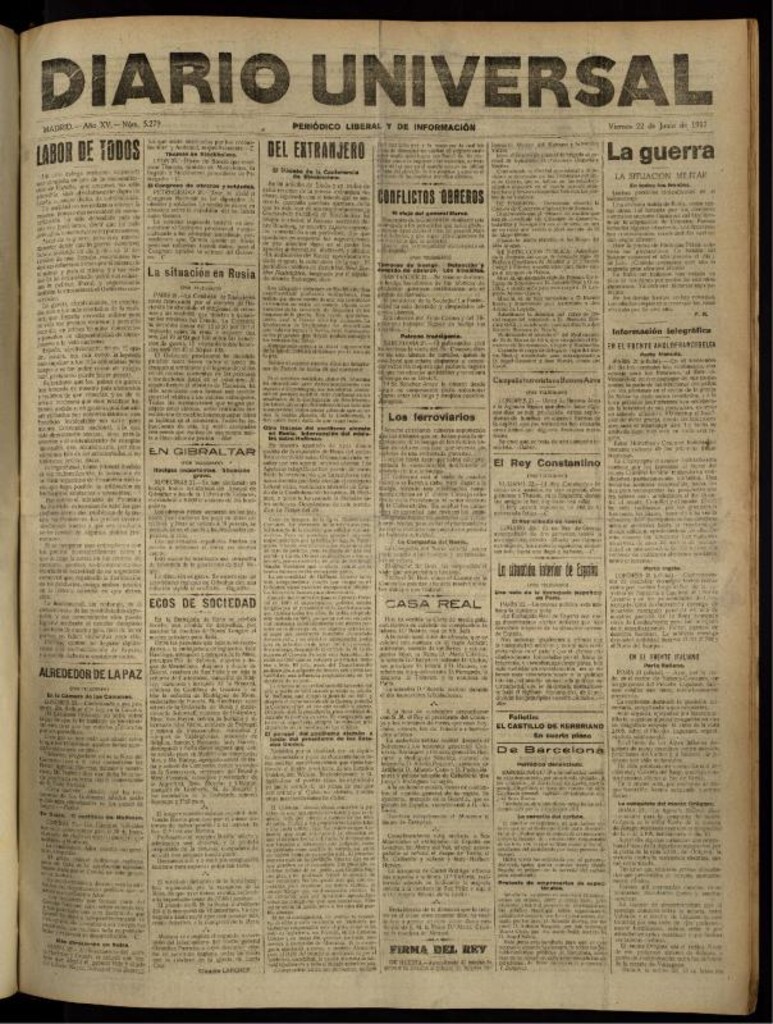 Miniatura de Diario Universal del 22 de junio de 1917