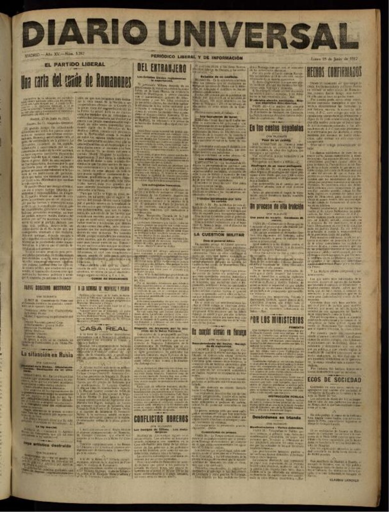 Miniatura de Diario Universal del 25 de junio de 1917