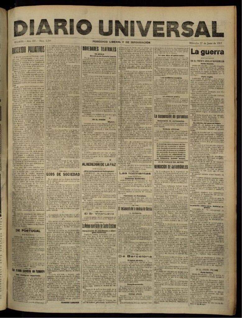 Miniatura de Diario Universal del 27 de junio de 1917
