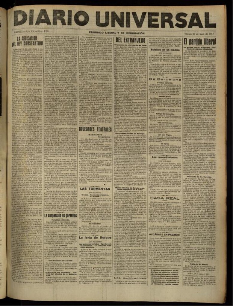 Miniatura de Diario Universal del 29 de junio de 1917