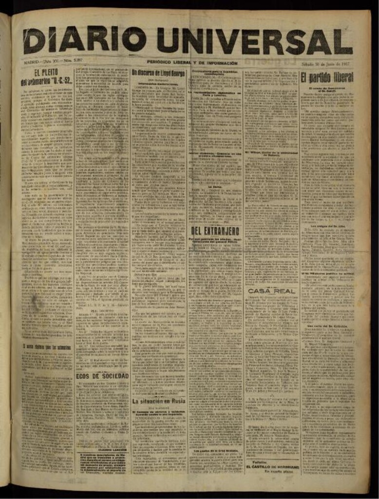 Miniatura de Diario Universal del 30 de junio de 1917