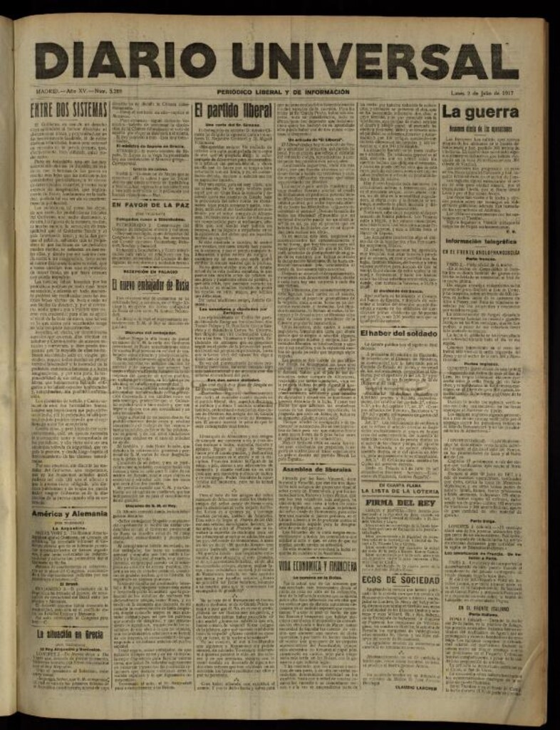 Miniatura de Diario Universal del 2 de julio de 1917