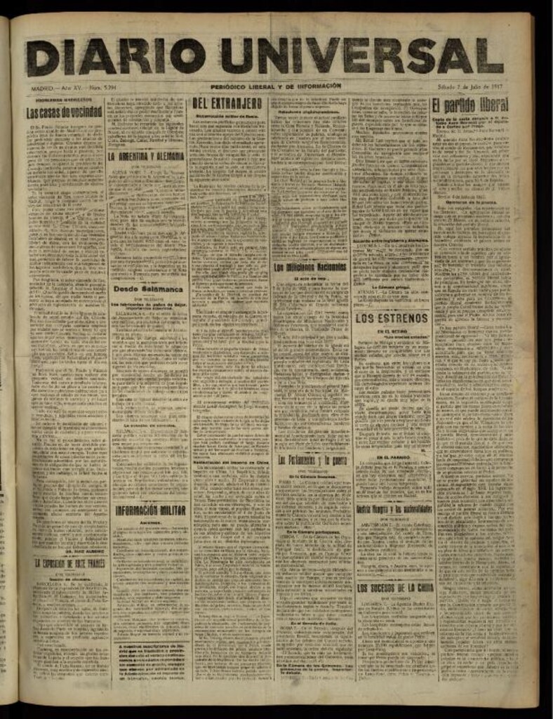 Miniatura de Diario Universal del 7 de julio de 1917