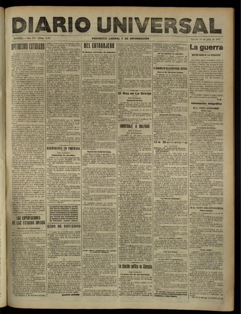 Miniatura de Diario Universal del 14 de julio de 1917