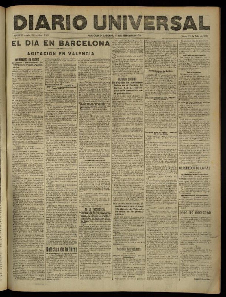 Miniatura de Diario Universal del 19 de julio de 1917