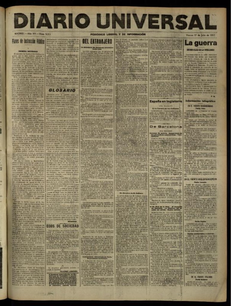 Miniatura de Diario Universal del 27 de julio de 1917
