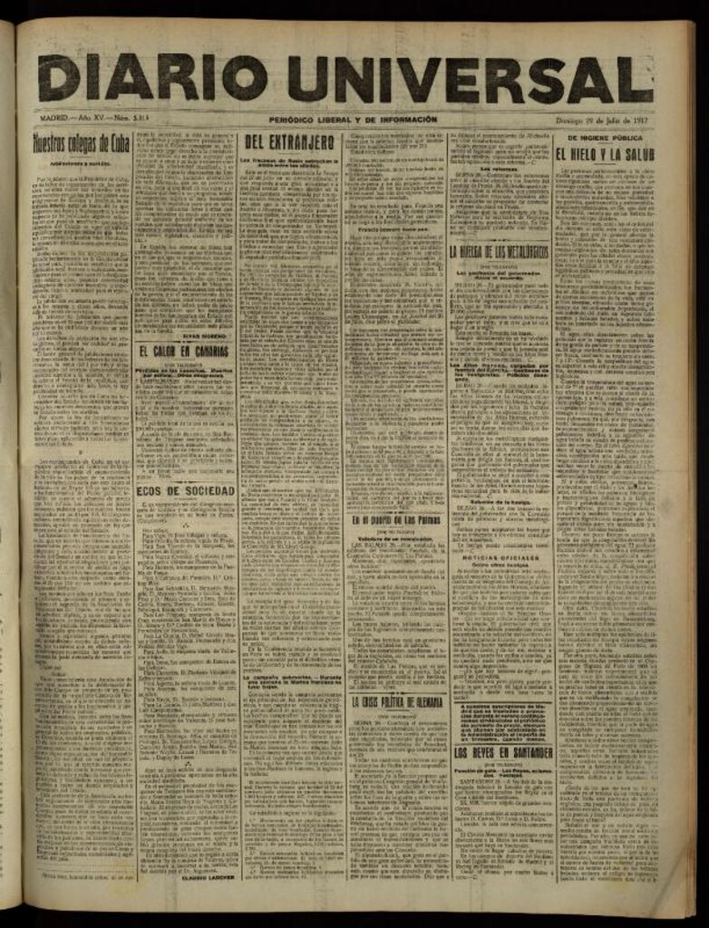 Miniatura de Diario Universal del 29 de julio de 1917