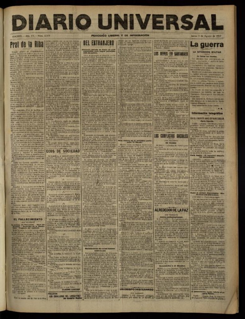 Miniatura de Diario Universal del 2 de agosto de 1917