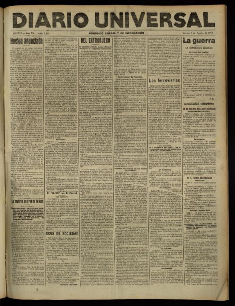 Miniatura de Diario Universal del 3 de agosto de 1917