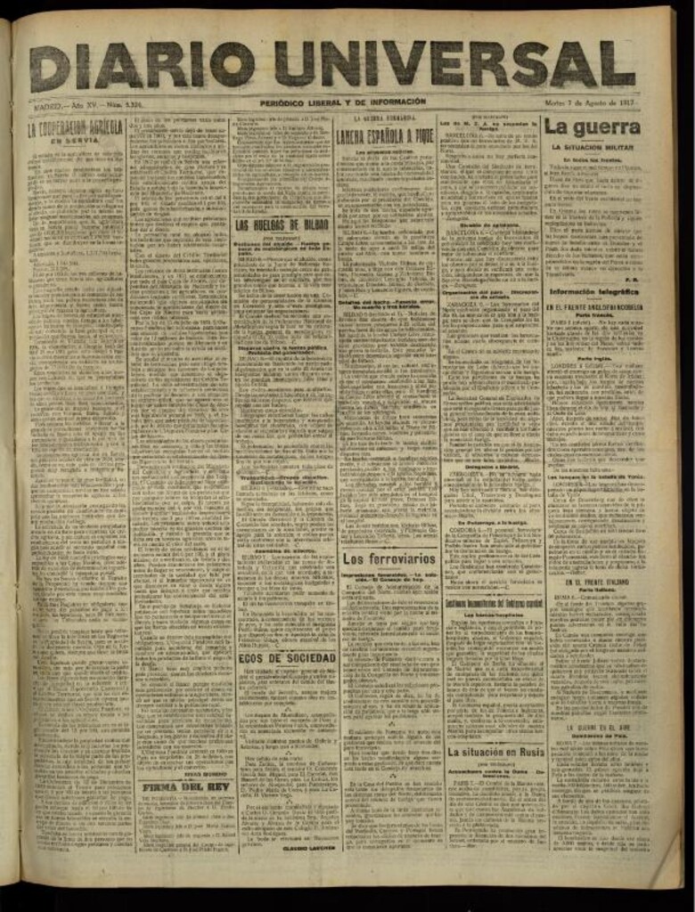Miniatura de Diario Universal del 7 de agosto de 1917