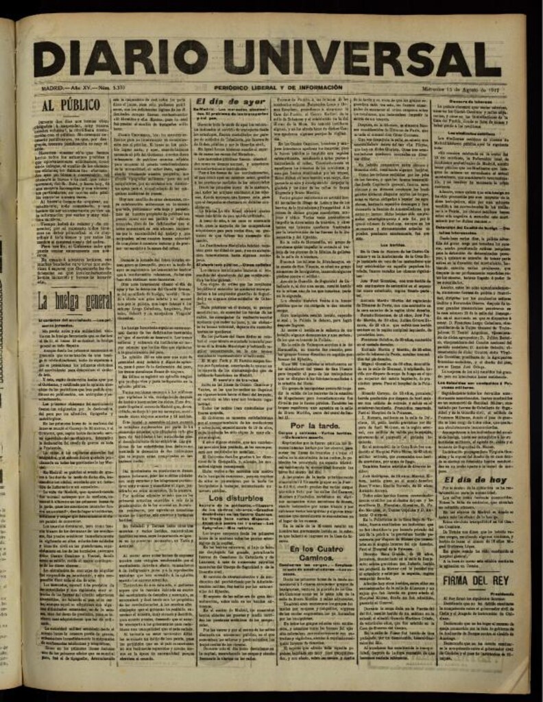 Miniatura de Diario Universal del 15 de agosto de 1917