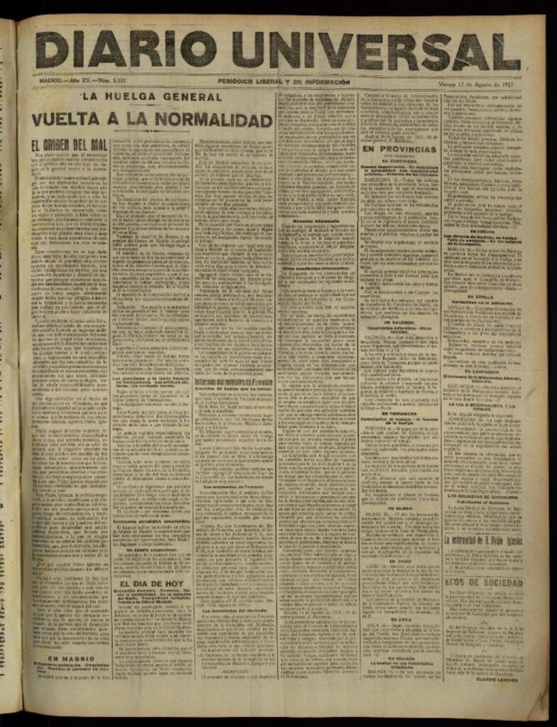Miniatura de Diario Universal del 17 de agosto de 1917