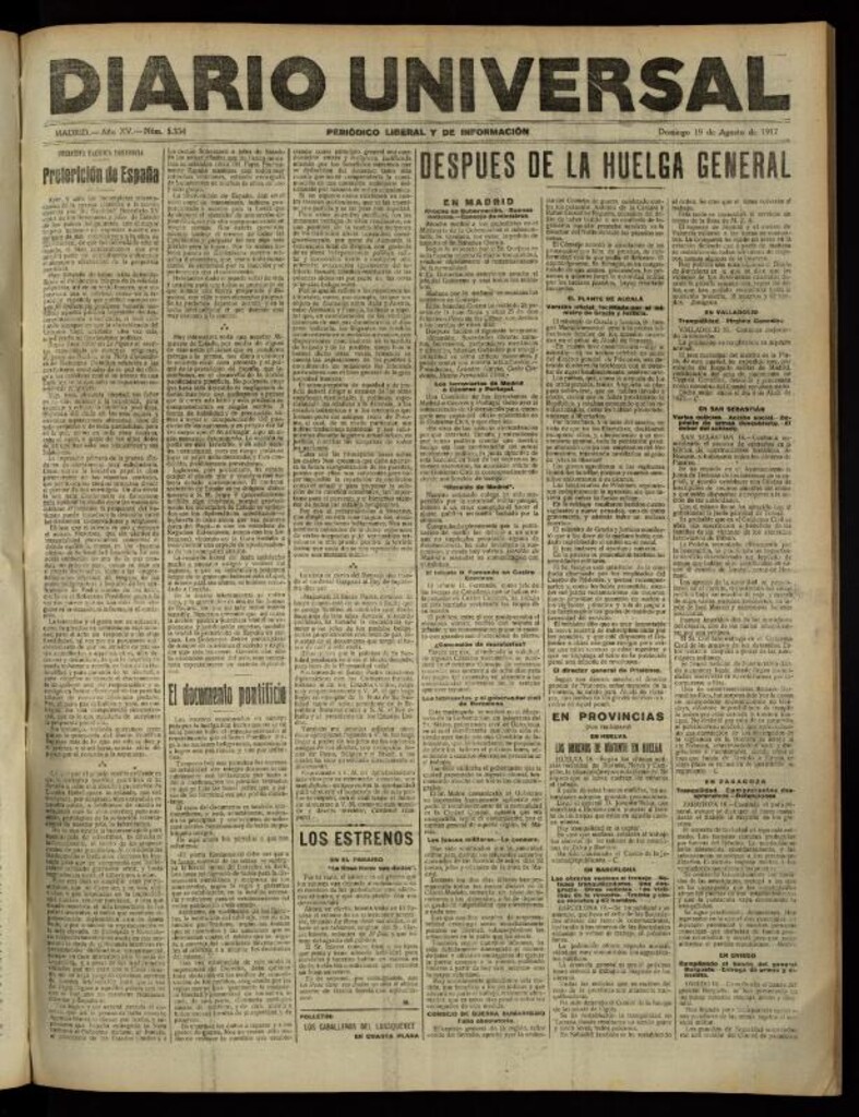 Miniatura de Diario Universal del 19 de agosto de 1917