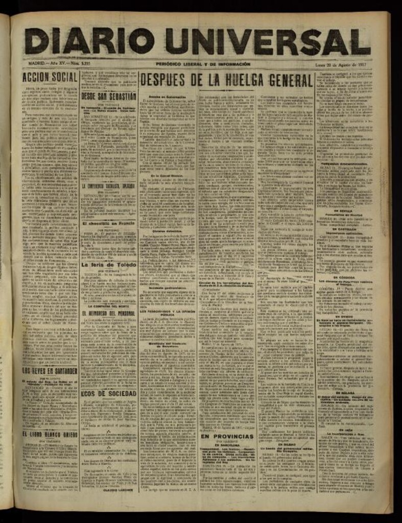 Miniatura de Diario Universal del 20 de agosto de 1917
