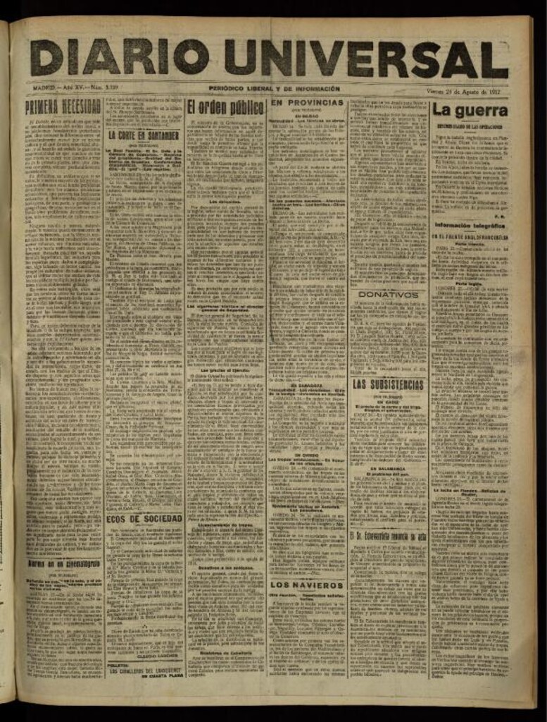 Miniatura de Diario Universal del 24 de agosto de 1917