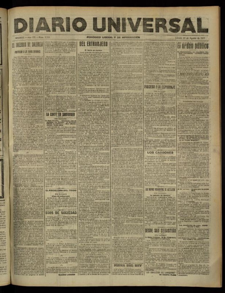 Miniatura de Diario Universal del 25 de agosto de 1917