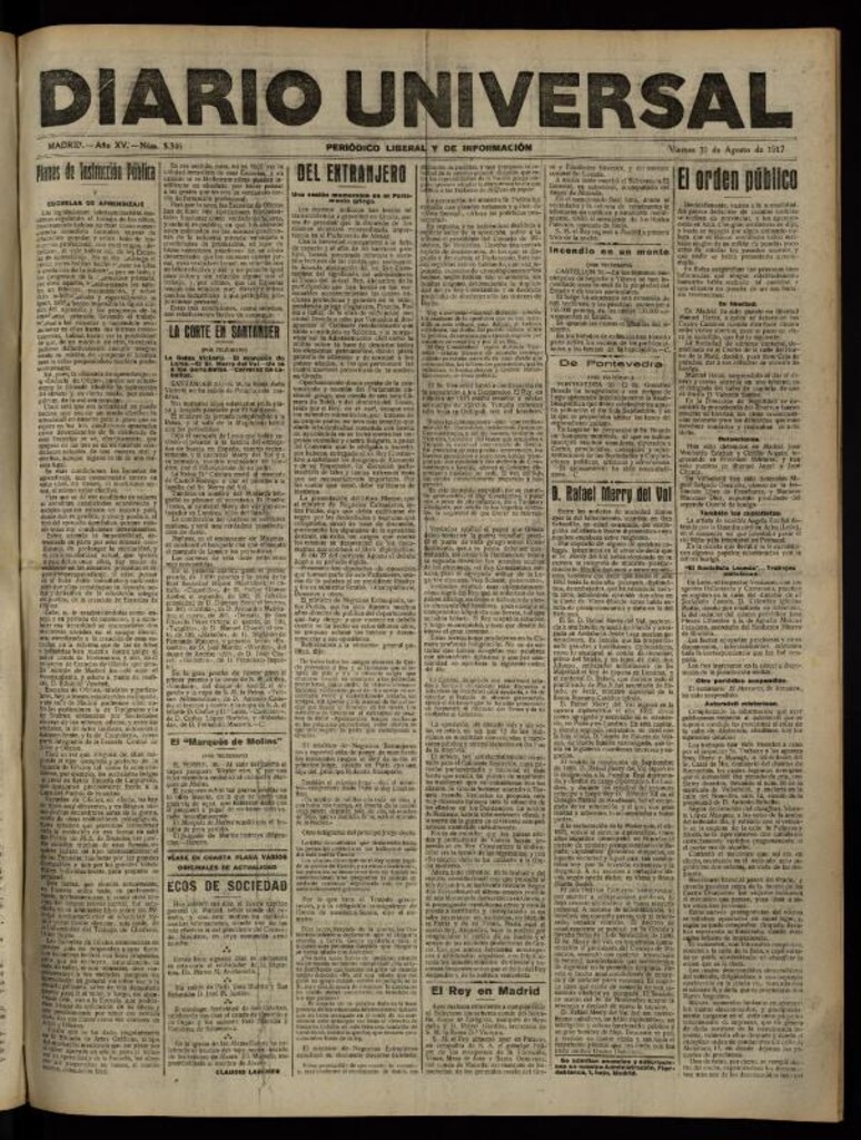 Miniatura de Diario Universal del 31 de agosto de 1917