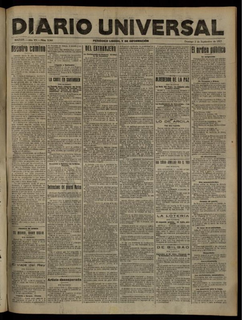 Miniatura de Diario Universal del 2 de septiembre de 1917