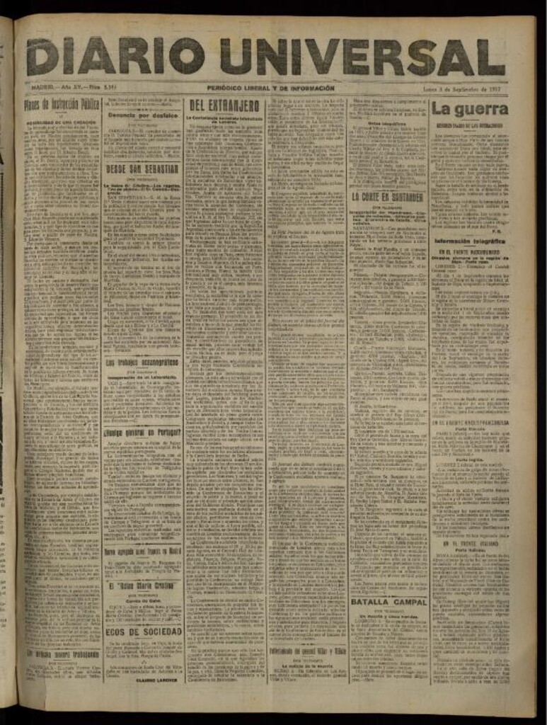 Miniatura de Diario Universal del 3 de septiembre de 1917