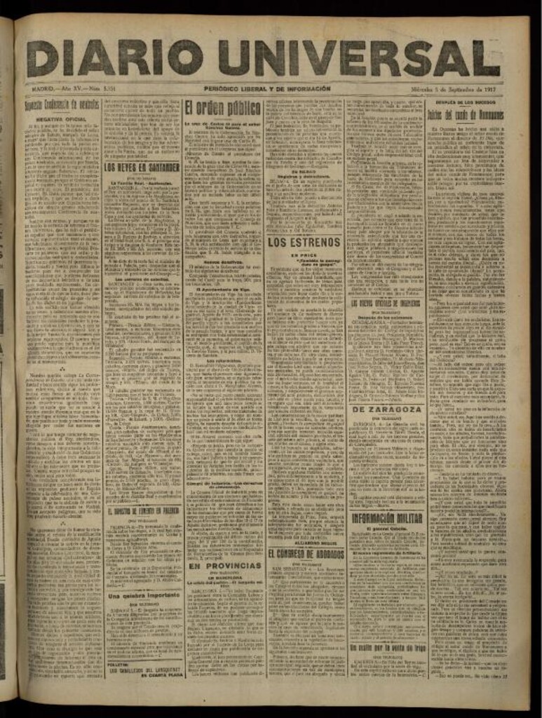 Miniatura de Diario Universal del 5 de septiembre de 1917