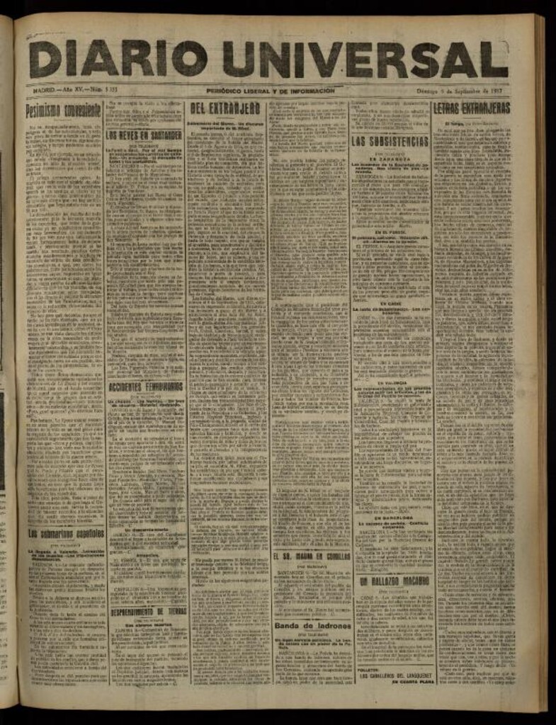 Miniatura de Diario Universal del 9 de septiembre de 1917