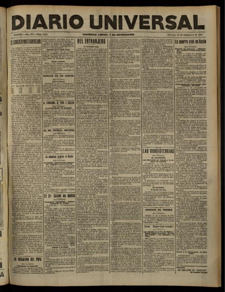 Miniatura de Diario Universal del 12 de septiembre de 1917