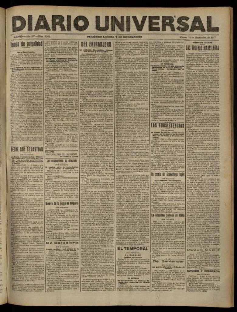 Miniatura de Diario Universal del 14 de septiembre de 1917