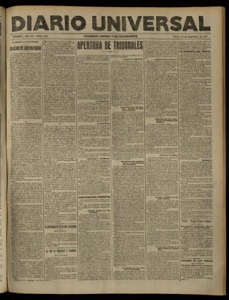 Miniatura de Diario Universal del 15 de septiembre de 1917