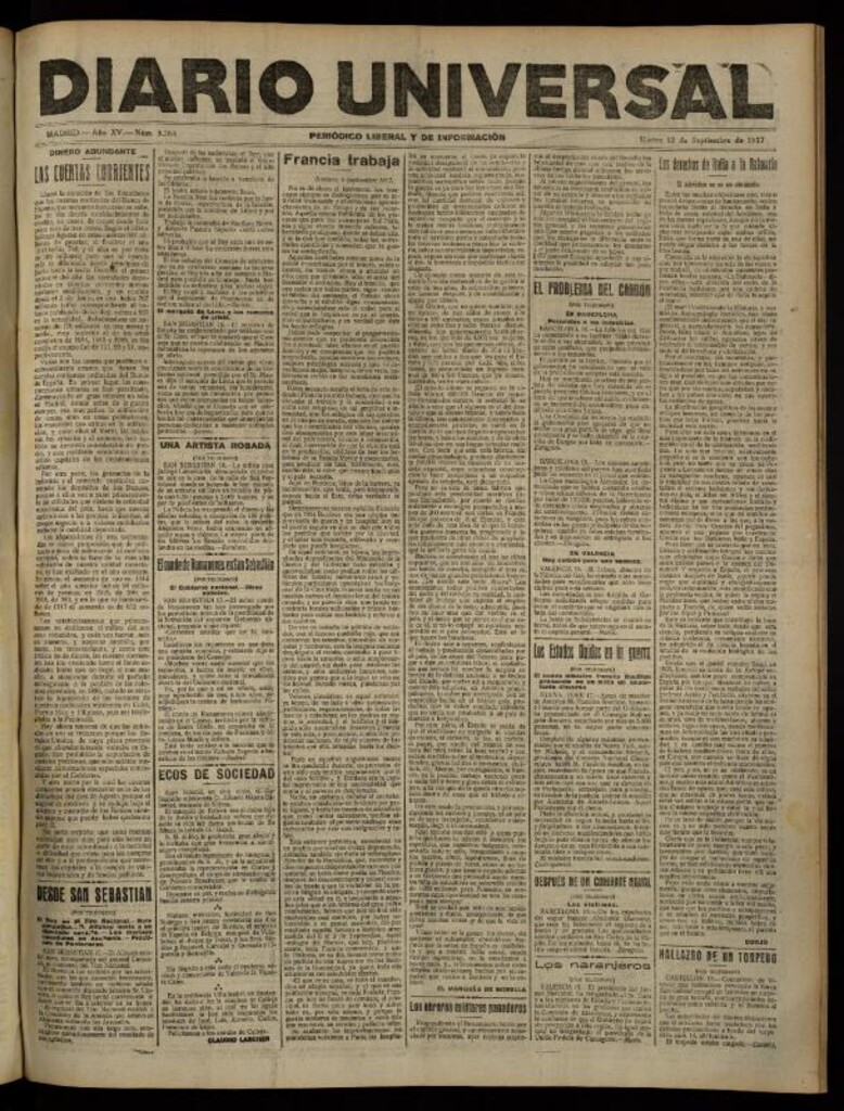 Miniatura de Diario Universal del 18 de septiembre de 1917