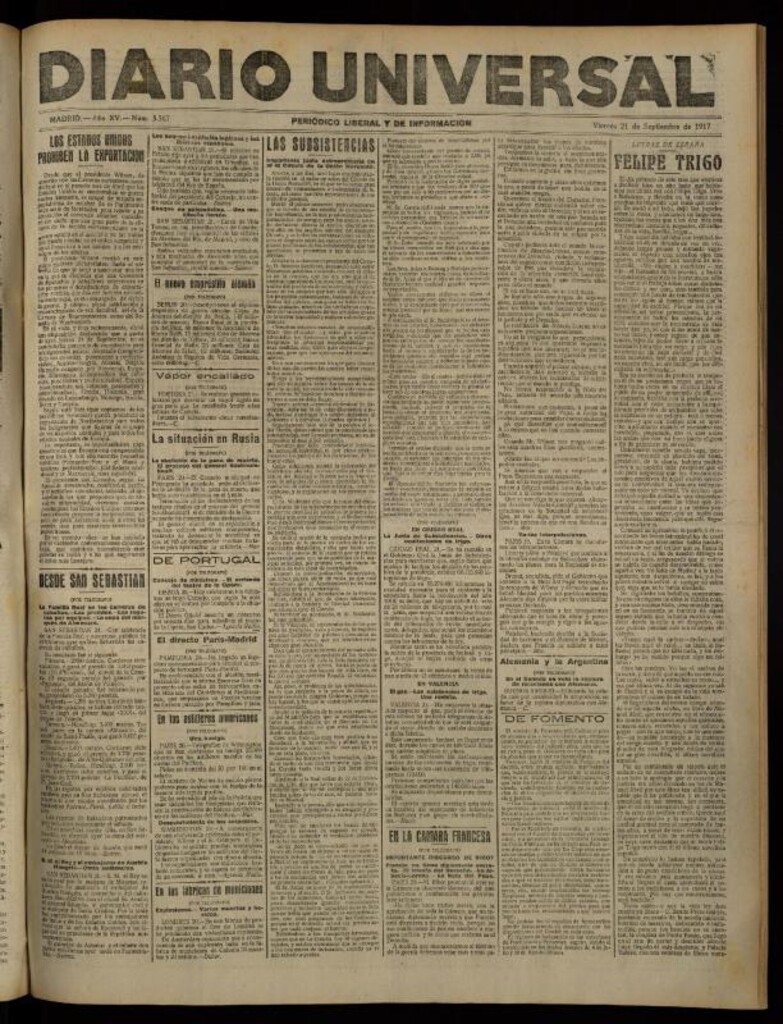Miniatura de Diario Universal del 21 de septiembre de 1917