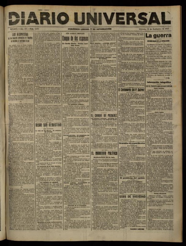 Miniatura de Diario Universal del 26 de septiembre de 1917
