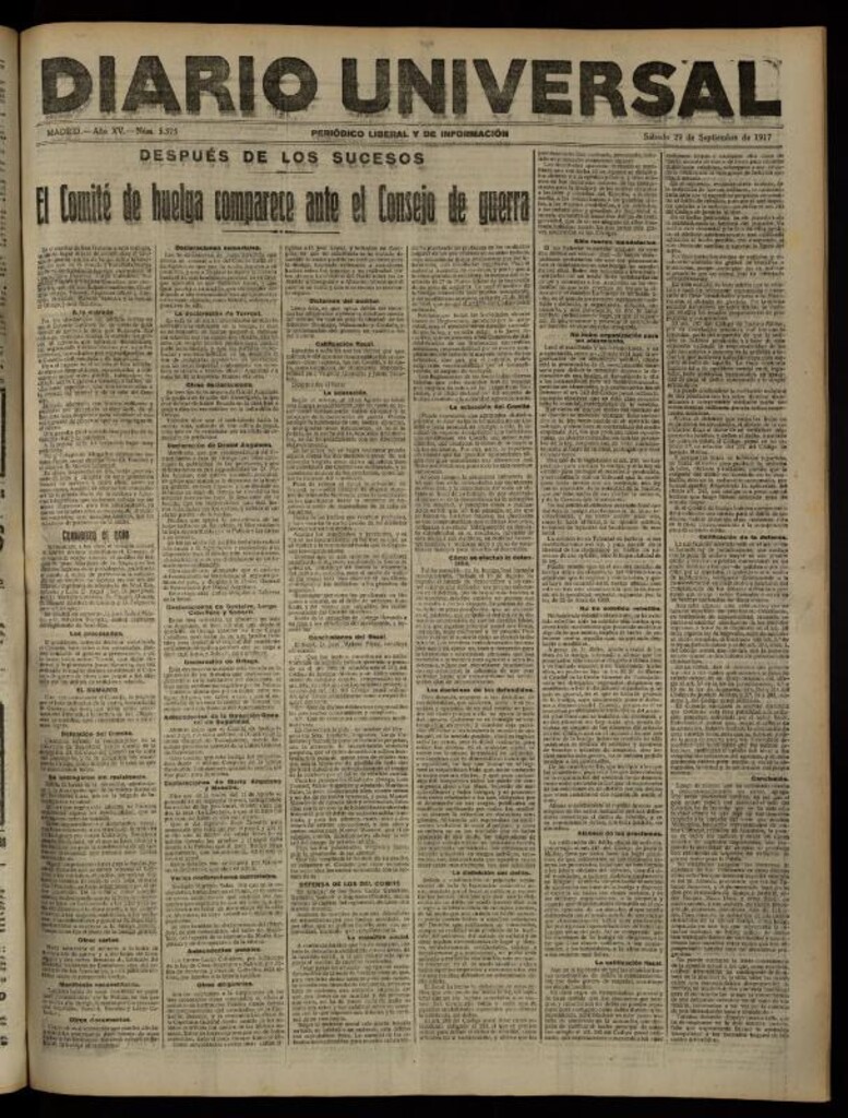 Miniatura de Diario Universal del 29 de septiembre de 1917