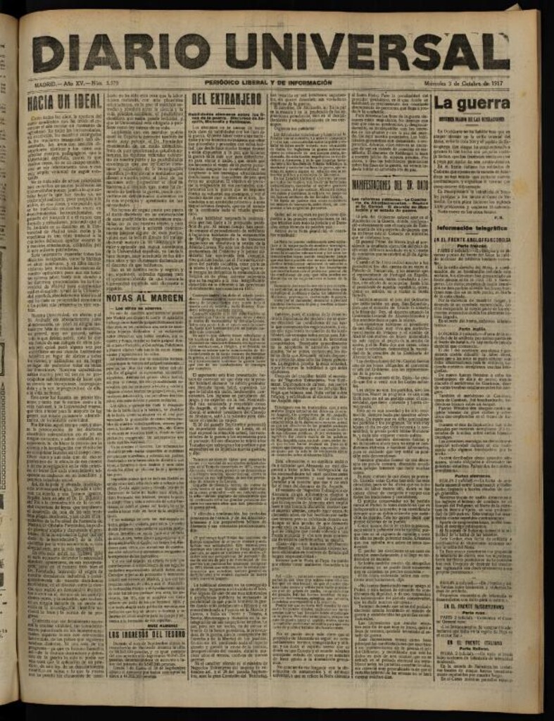 Miniatura de Diario Universal del 3 de octubre de 1917