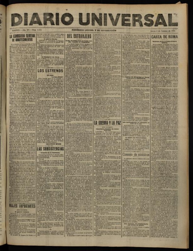 Miniatura de Diario Universal del 4 de octubre de 1917