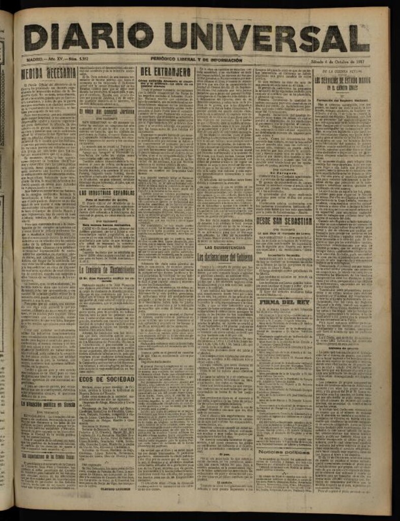 Miniatura de Diario Universal del 6 de octubre de 1917