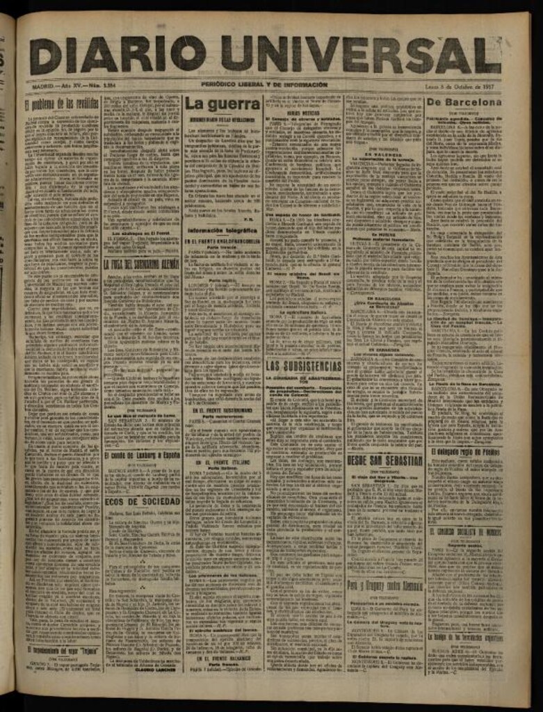 Miniatura de Diario Universal del 8 de octubre de 1917