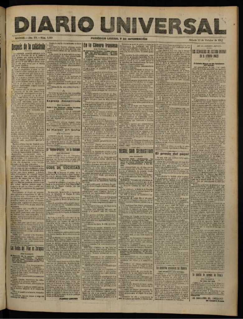 Miniatura de Diario Universal del 13 de octubre de 1917