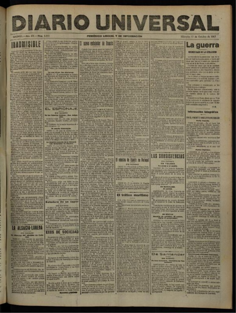Miniatura de Diario Universal del 17 de octubre de 1917