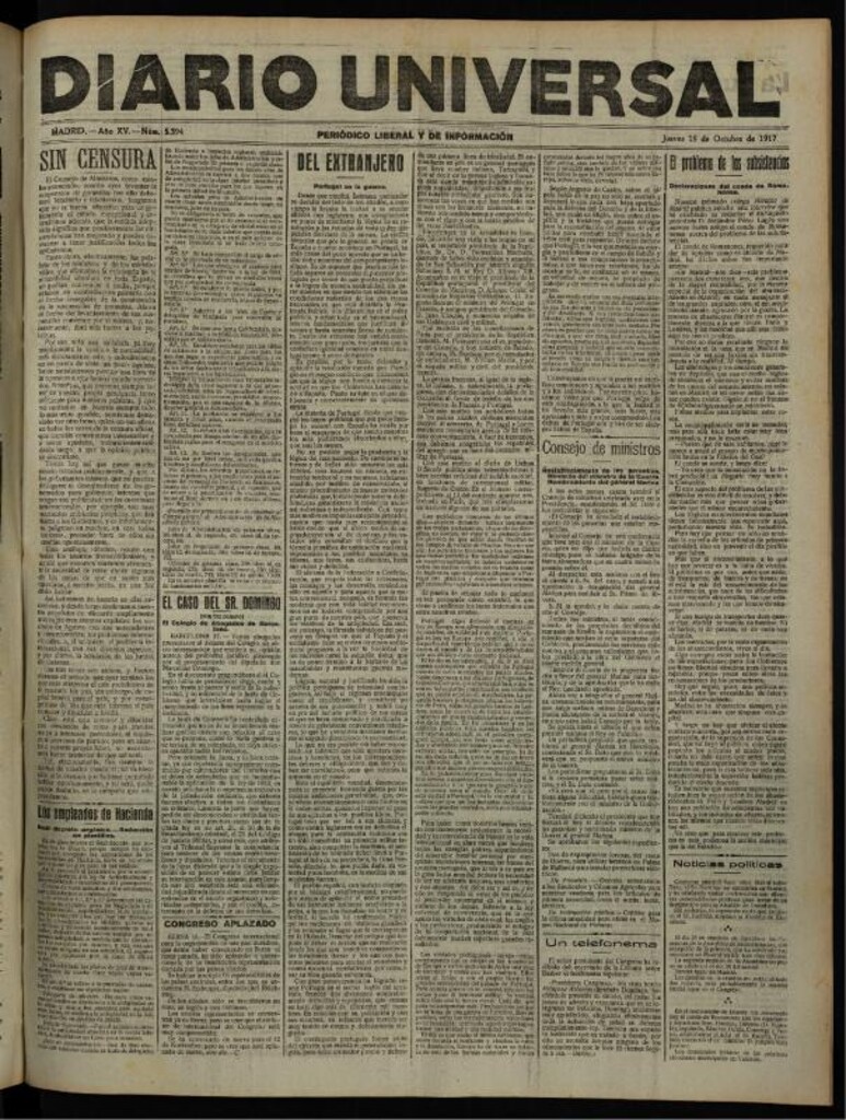 Miniatura de Diario Universal del 18 de octubre de 1917