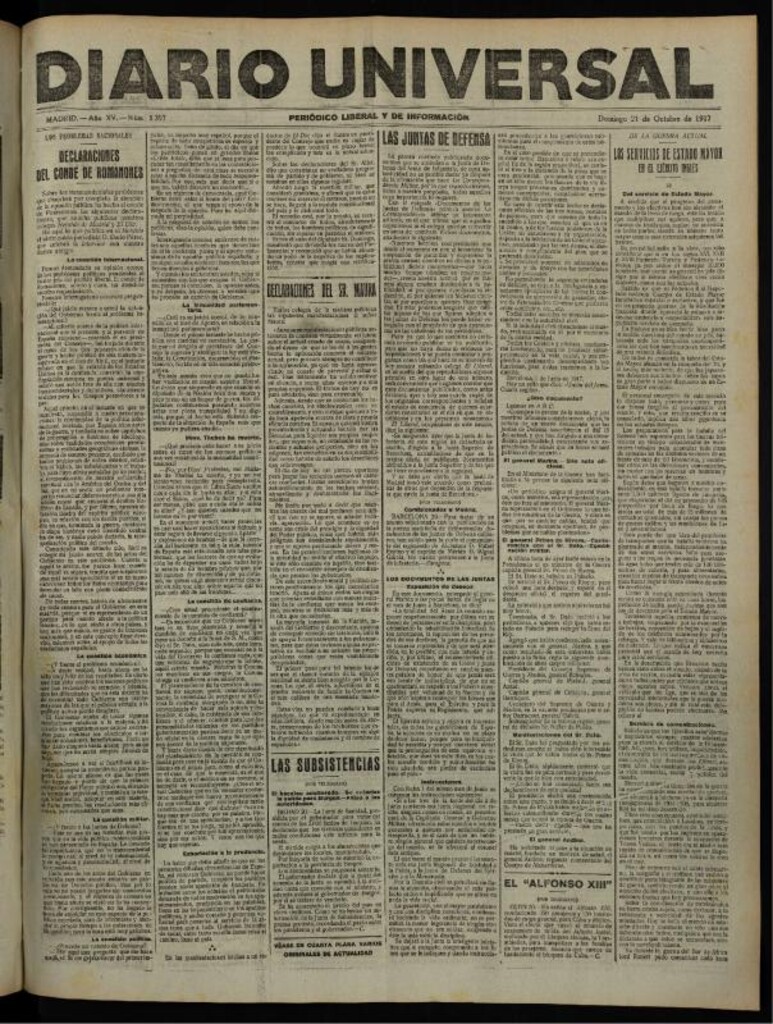Miniatura de Diario Universal del 21 de octubre de 1917