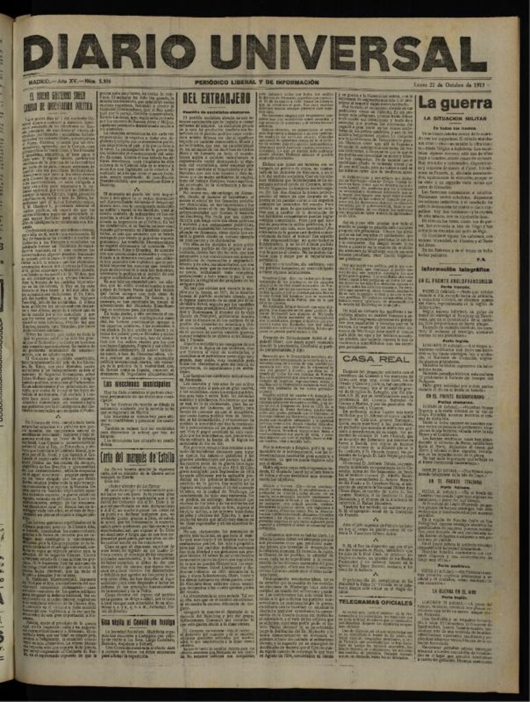 Miniatura de Diario Universal del 22 de octubre de 1917