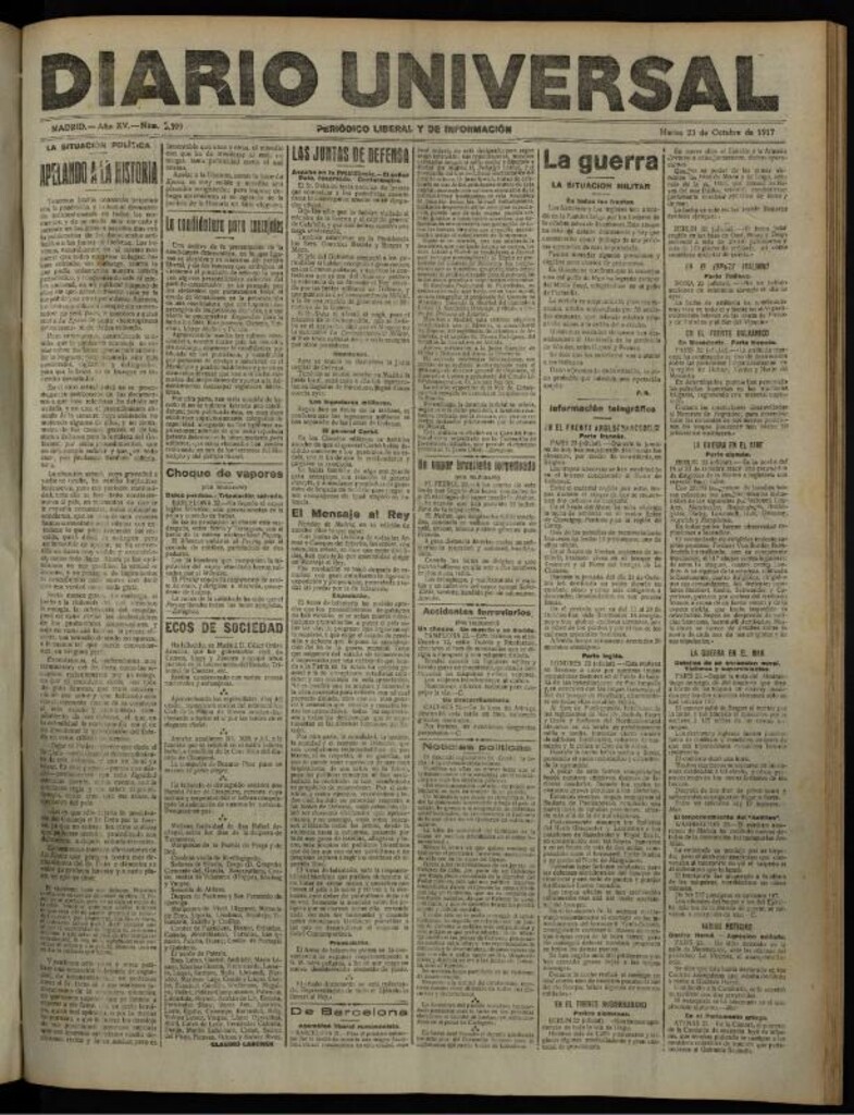 Miniatura de Diario Universal del 23 de octubre de 1917