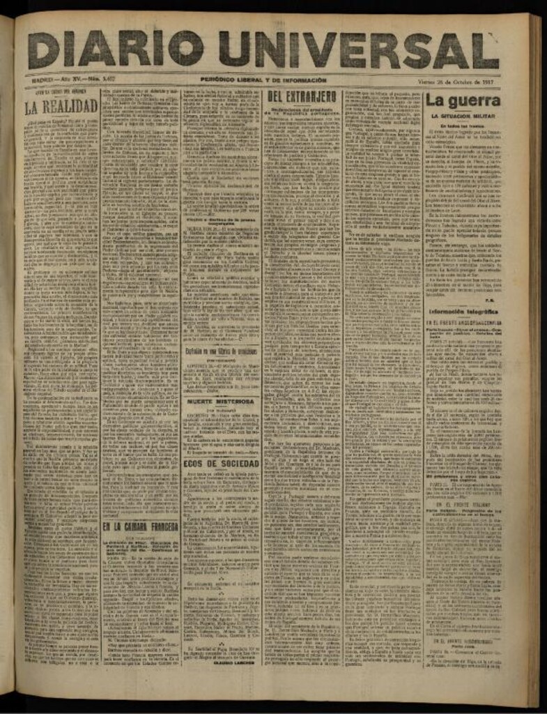 Miniatura de Diario Universal del 26 de octubre de 1917