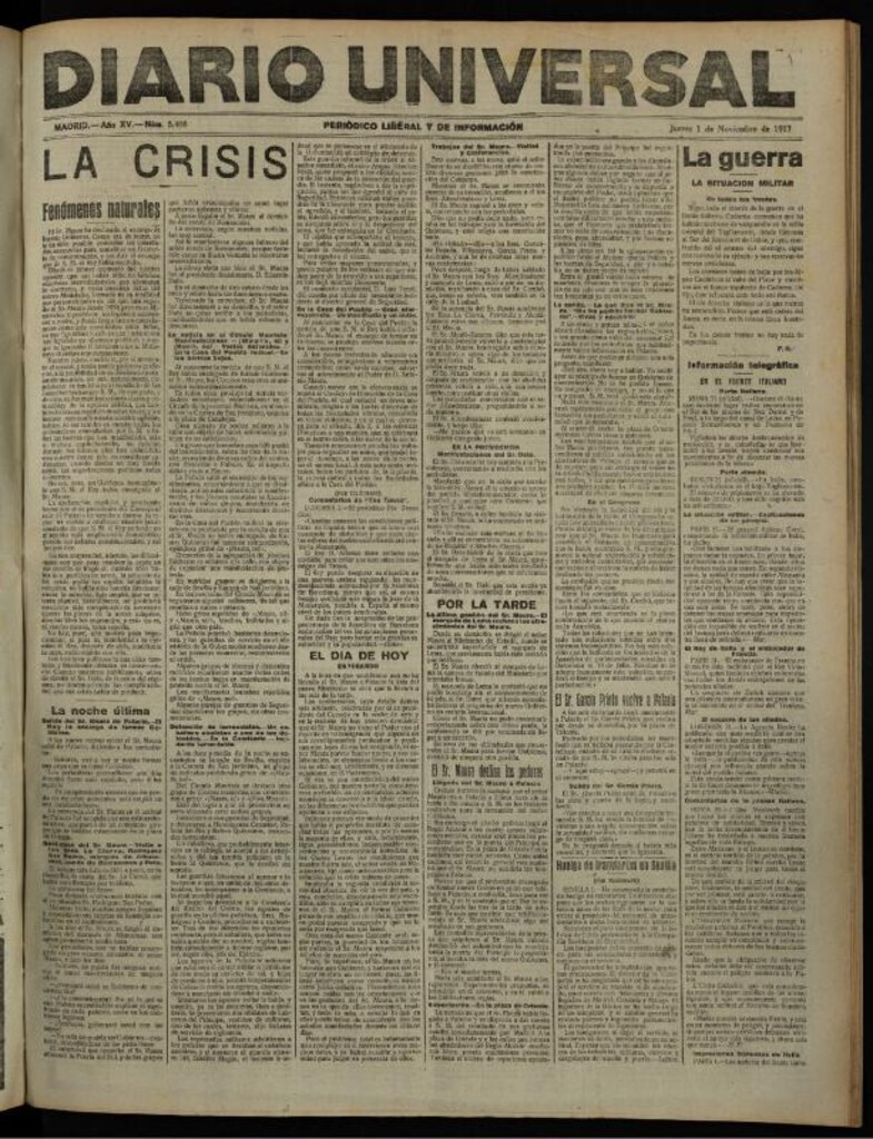 Miniatura de Diario Universal del 1 de noviembre de 1917